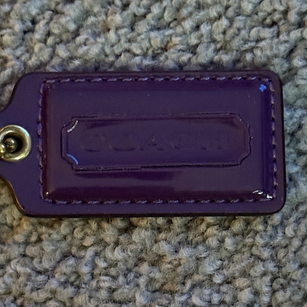 Coach Deep Purple Patent Leather Bag Tag, Bag Charm, Keychain! New! 2.5”x1.25”. - Picture 3 of 6